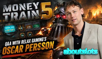 Tampilan visual kereta dan karakter dalam permainan slot Money Train 5